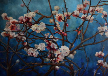 Pintura intitulada "Blossoming. Prime" por Zhanna Kondratenko, Obras de arte originais, Óleo Montado em Armação em madeira