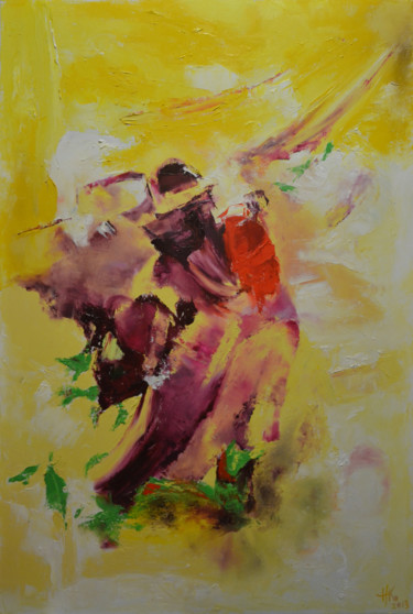 Painting titled "Blowing" by Zhanna Kondratenko, Original Artwork, Oil Mounted on Wood Stretcher frame