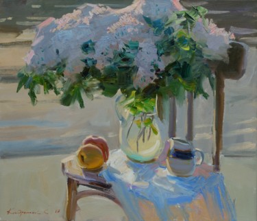"на берегу" Painting titled ""на берегу"" by Sergei, Original Artwork, Oil
