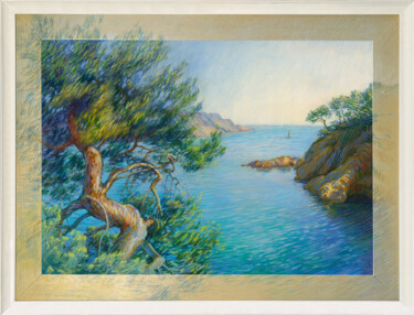 Pintura intitulada "Le pin dansant près…" por Konoko, Obras de arte originais, Óleo Montado em Armação em madeira