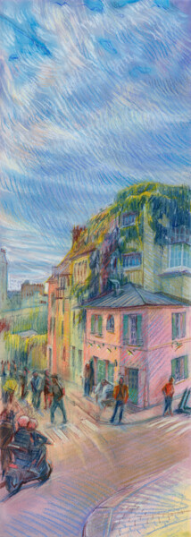 Peinture intitulée "Paris #11  "La Mais…" par Konoko, Œuvre d'art originale, Crayon
