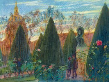 Peinture intitulée "Paris #20 "Le pense…" par Konoko, Œuvre d'art originale, Crayon