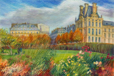 Peinture intitulée "Paris#24Fleurs d'au…" par Konoko, Œuvre d'art originale, Crayon