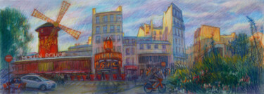 Painting titled "Paris #38  "Moulin…" by Konoko, Original Artwork, Pencil