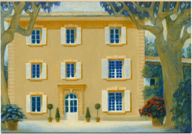 Painting titled "LA MAISON AIXOISE" by Konoko, Original Artwork, Oil Mounted on Cardboard