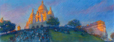 Peinture intitulée "Paris #63 "Sacré-Cœ…" par Konoko, Œuvre d'art originale, Crayon