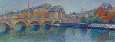Картина под названием "Paris #68 "Pont Neu…" - Konoko, Подлинное произведение искусства, Карандаш