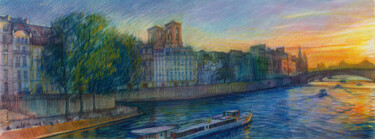 Painting titled "Paris #69  "Pont Ne…" by Konoko, Original Artwork, Pencil