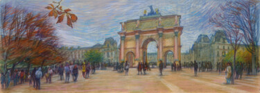 Painting titled "Paris #76   Jardin…" by Konoko, Original Artwork, Pencil