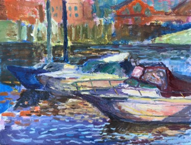 绘画 标题为“Boats” 由Konstantin Borisov, 原创艺术品, 油