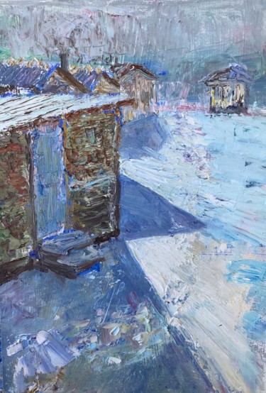 Картина под названием "Winter in the villa…" - Konstantin Borisov, Подлинное произведение искусства, Масло