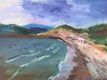 Malerei mit dem Titel "Beach on Popov Isla…" von Konstantin Borisov, Original-Kunstwerk, Öl