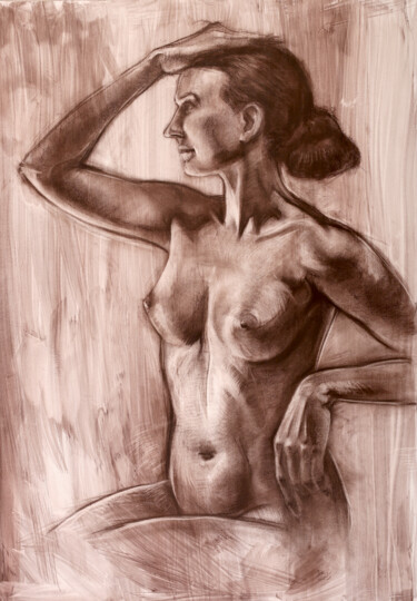 Рисунок под названием "Naked femininity" - Konstantin Fomin, Подлинное произведение искусства, Пастель