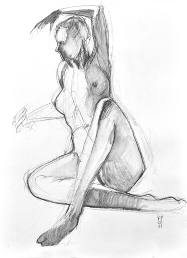 Tekening getiteld "nude female 08 K.F.…" door Konstantin Fomin, Origineel Kunstwerk, Grafiet