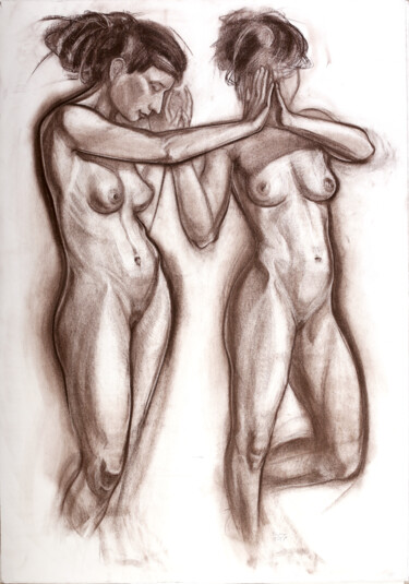 Zeichnungen mit dem Titel "Nude girl in front…" von Konstantin Fomin, Original-Kunstwerk, Pastell