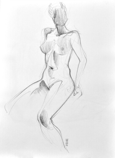 Drawing titled "female 09 K.F.42х30" by Konstantin Fomin, Original Artwork, Pencil
