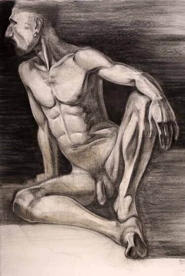 Картина под названием "Basil - yogi, nude…" - Konstantin Fomin, Подлинное произведение искусства, Пастель