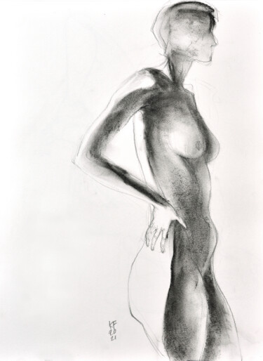 Dessin intitulée "NUDE FEMALE 06 K.F.…" par Konstantin Fomin, Œuvre d'art originale, Crayon