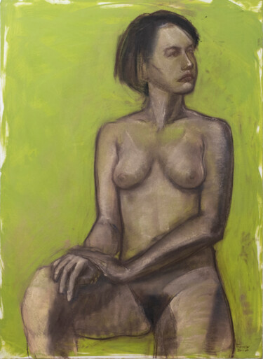 Pittura intitolato "Zhenya, nude woman…" da Konstantin Fomin, Opera d'arte originale, Carbone