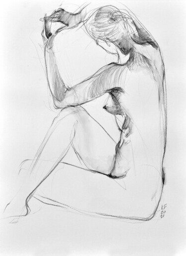 Drawing titled "NUDE FEMALE 02 K.F.…" by Konstantin Fomin, Original Artwork, Pencil