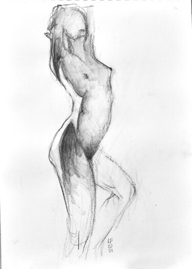 Рисунок под названием "NUDE FEMALE 03 K.F.…" - Konstantin Fomin, Подлинное произведение искусства, Карандаш