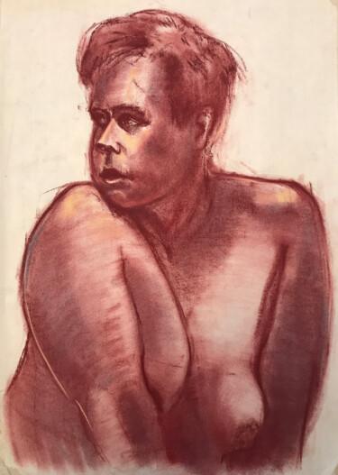 Zeichnungen mit dem Titel "Pink Dasha on rice…" von Konstantin Fomin, Original-Kunstwerk, Pastell