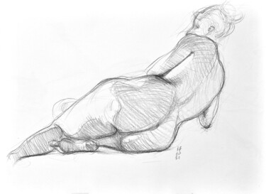 Картина под названием "female nude 07   30…" - Konstantin Fomin, Подлинное произведение искусства, Карандаш