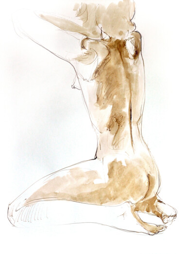 Рисунок под названием "Nude lady sepia-04…" - Konstantin Fomin, Подлинное произведение искусства, Чернила