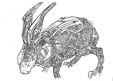 Dibujo titulada "кролик" por Konstantin Gruznev, Obra de arte original, Bolígrafo