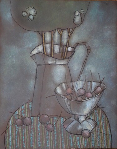 Ζωγραφική με τίτλο "натюрморт с вишней" από Konstantin Konevskikh, Αυθεντικά έργα τέχνης, Παστέλ Τοποθετήθηκε στο Χαρτόνι