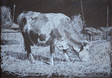 Рисунок под названием "Корова" - Konstantin Konevskikh, Подлинное произведение искусства, Пастель Установлен на картон