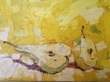 Картина под названием "Яблоко и груша" - Konstantin Konevskikh, Подлинное произведение искусства, Масло Установлен на Деревя…