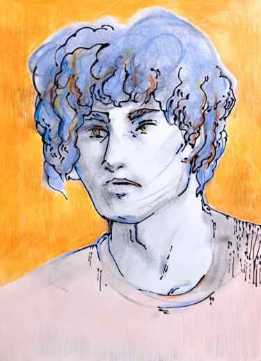 Рисунок под названием "Portrait of a boy" - Konstantin Lakstigal, Подлинное произведение искусства, Цветные карандаши