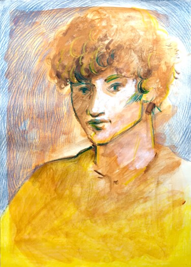 Drawing titled "Portrait of a guy w…" by Konstantin Lakstigal, Original Artwork, Tempera