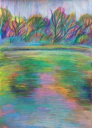 Рисунок под названием "The spring in Milan" - Konstantin Lakstigal, Подлинное произведение искусства, Цветные карандаши