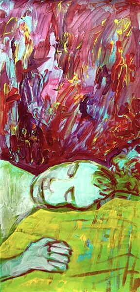 Painting titled "Nightmare" by Konstantin Lakstigal, Original Artwork, Tempera