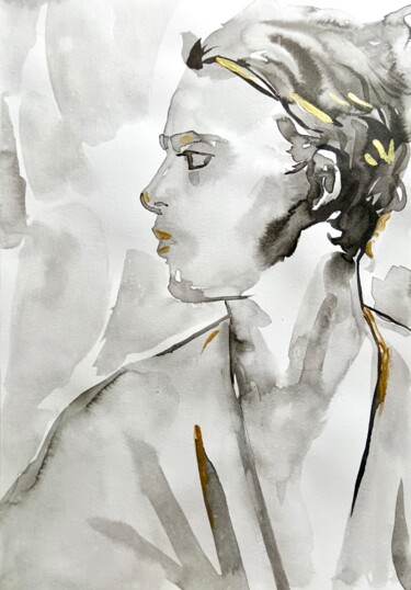 제목이 "Self-portrait #2"인 그림 Konstantin Lakstigal로, 원작, 잉크