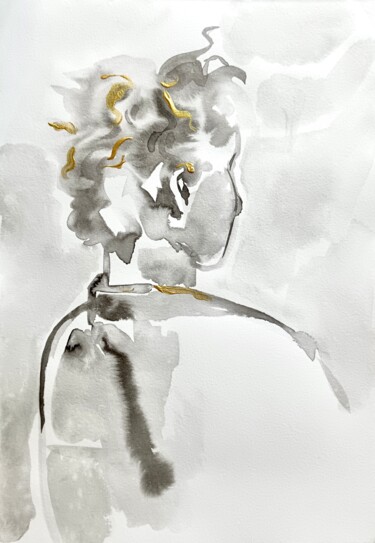 Dibujo titulada "Self-portrait #3" por Konstantin Lakstigal, Obra de arte original, Tinta