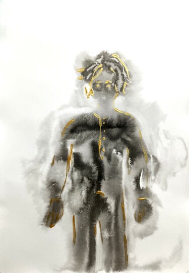 Рисунок под названием "Self-portrait #5" - Konstantin Lakstigal, Подлинное произведение искусства, Чернила