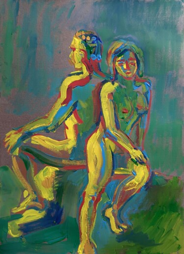 Peinture intitulée "Stay with me a litt…" par Konstantin Lakstigal, Œuvre d'art originale, Tempera