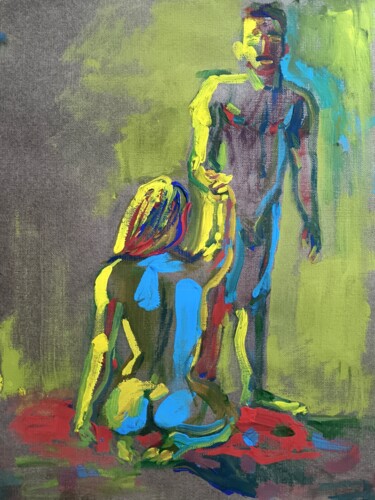 Картина под названием "We are together" - Konstantin Lakstigal, Подлинное произведение искусства, Темпера