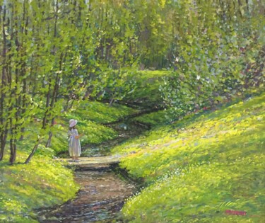 Картина под названием "На прогулке" - Константин Попков, Подлинное произведение искусства, Акрил Установлен на Деревянная ра…