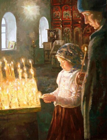 Картина под названием "день памяти" - Константин Попков, Подлинное произведение искусства, Масло