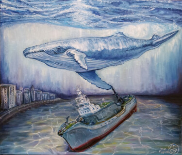 Картина под названием "Whale will prevail…" - Konstantin Rudnev, Подлинное произведение искусства, Масло