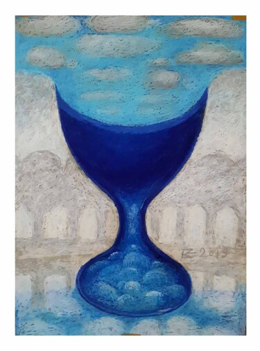 Dibujo titulada "Bowl blue." por Konstantin Shipov, Obra de arte original, Pastel