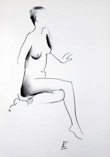 Dibujo titulada "Nude model" por Konstantin Shipov, Obra de arte original, Lápiz