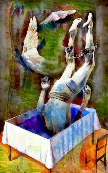 Pintura titulada "Fall of Icarus" por Konstantin Skoptsov, Obra de arte original, Acrílico