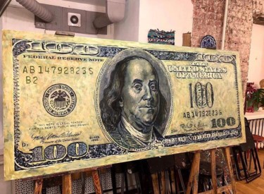 Картина под названием "$ 100 depicts a por…" - Mamuka Morgoshia, Подлинное произведение искусства, Масло