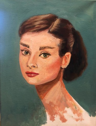 Картина под названием "Audrey Hepburn" - Mamuka Morgoshia, Подлинное произведение искусства, Масло
