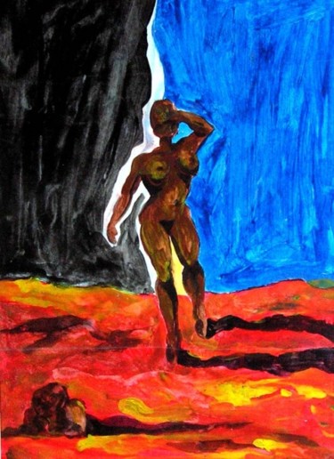 Painting titled "black-blue--yellow-…" by Kosta, Original Artwork